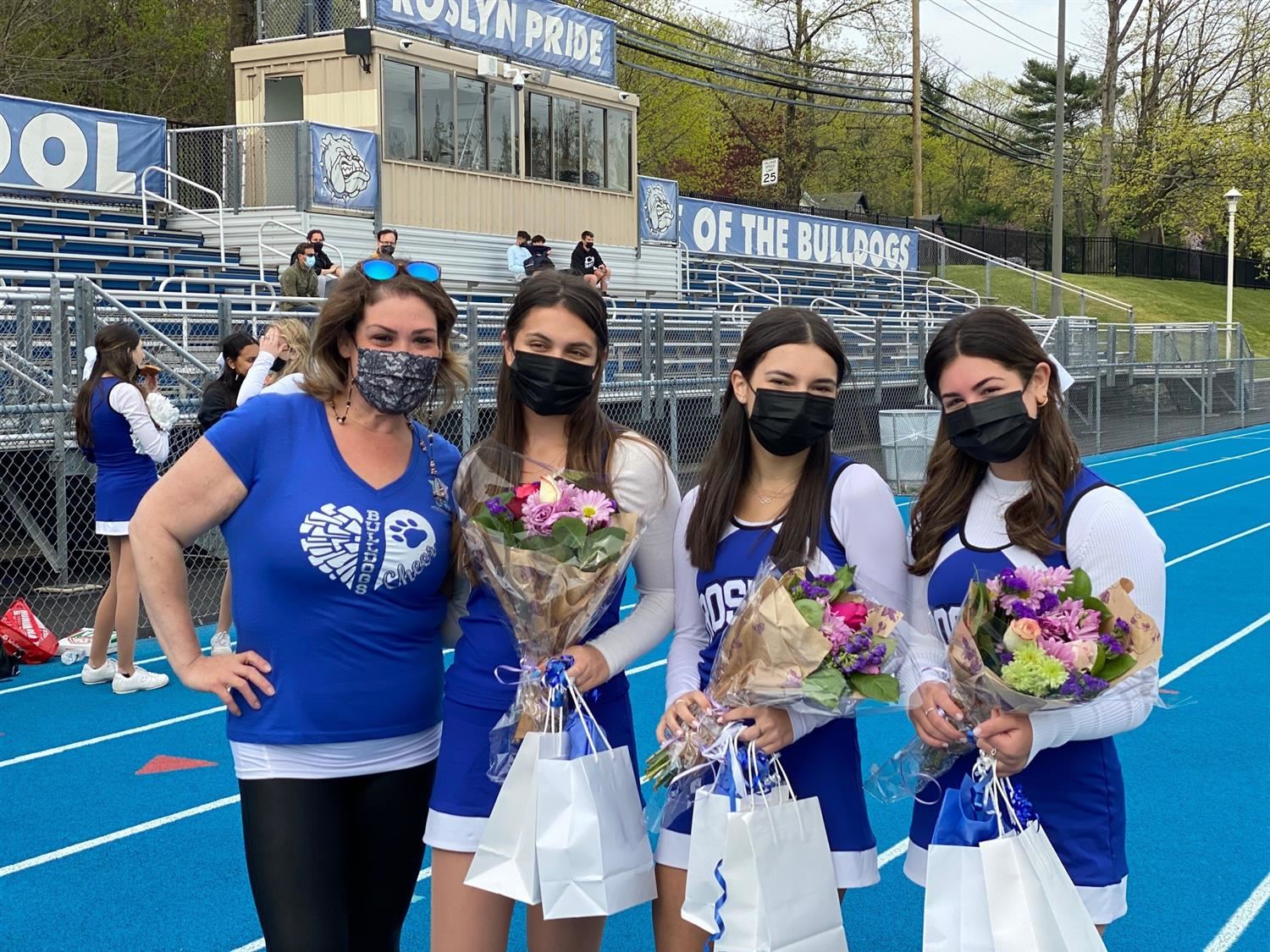 Senior Cheerleaders with Coach